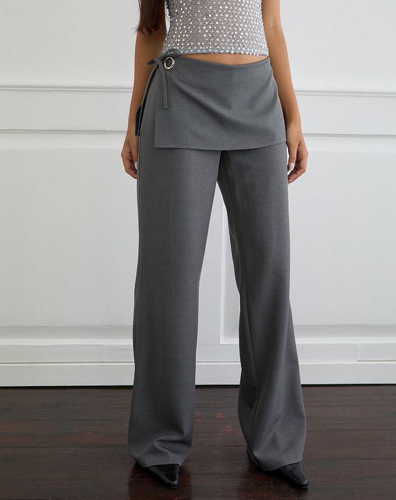 Wrap Trouser in Tailoring Charcoal