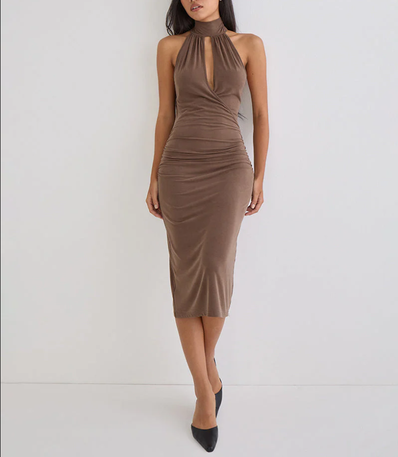 Midi Dress in Bitter Chocolate